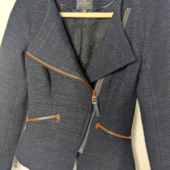 Ted Baker Ayeleen Textured Jacket Navy Tweed - Picture 3 of 12